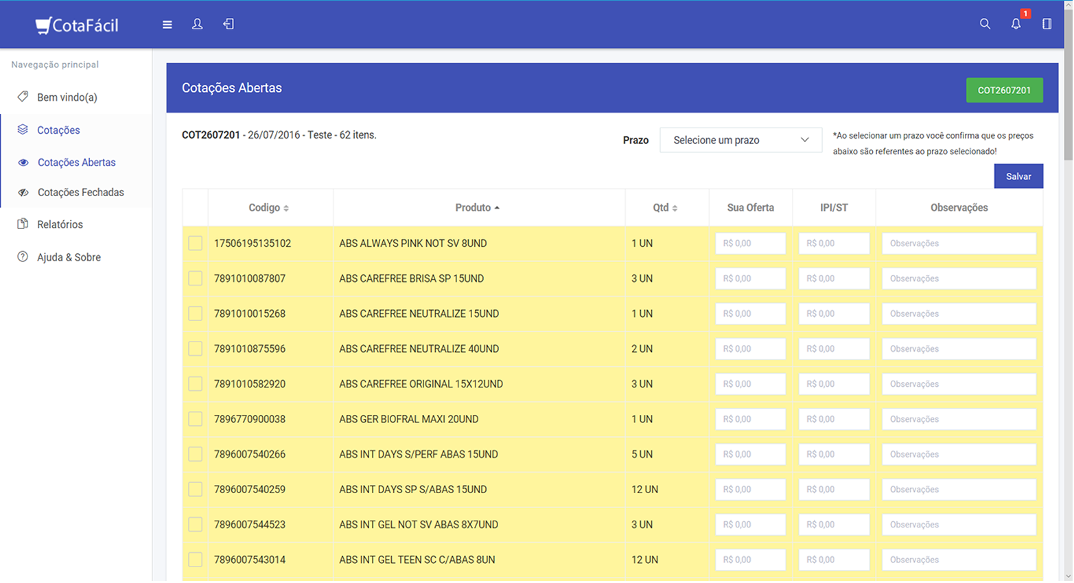 CotaFácil Dashboard